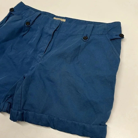 Burberry Brit Shorts Cuffed Knit Woven Woven Cotton Linen Blue Women's US Size 8 - Picture 3 of 10